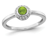 Ladies Natural Cabachon Peridot Ring 1/2 Carat (ctw) in 14K White Gold with Accent Diamonds
