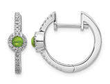 2/5 Carat (ctw) Natural Cabachon Peridot Hoop Earrings in 14K White Gold with Diamonds 1/5 Carat (ctw)