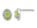 7/10 Carat (ctw) Peridot Post Earrings in 14K White Gold with Diamonds