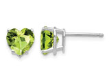 2.80 Carat (ctw) Natural Peridot Heart Stud Earrings in 14K White Gold