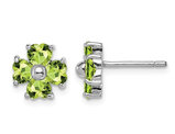 2.00 Carat (ctw) Natural Peridot Flower Stud Earrings in Sterling Silver