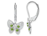 1/3 Carat (ctw) Natural Peridot Butterfly Dangle Leverback Earrings in Sterling Silver