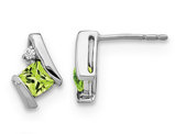 7/10 Carat (ctw) Natural Peridot Stud Earrings 4mm in 10K White Gold