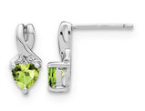 9/10 Carat (ctw) Natural Peridot Heart Stud Earrings in Sterling Silver