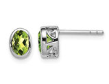 2/5 Carat (ctw) Green Peridot Solitaire Stud Earrings in Sterling Silver