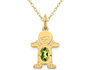 6x4mm Natural Peridot Little Baby Boy Charm Pendant Necklace in 14K Yellow Gold