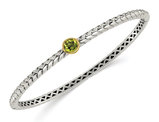 3/4 Carat (ctw) Natural Green Peridot Bangle Bracelet in Sterling Silver