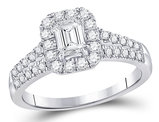 1.00 Carat (ctw G-H, I1-I2) Emerald Cut Diamond Engagement Ring in 14K White Gold