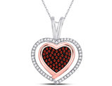 1/4 Carat (ctw) Enhanced Red and White Diamond Heart Pendant Necklace in 10K White Gold with Chain
