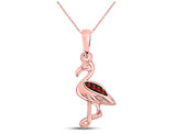 10K Rose Pink Gold Pink Flamingo Bird Charm Pendant Necklace with Chain