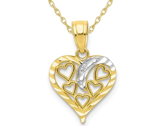 10K Yellow Gold Heart Pendant Necklace with Chain