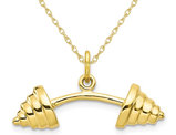 10K Yellow Gold Barbell Charm Pendant Necklace with Chain