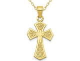 10K Yellow Gold Reversible Cross Pendant Necklace with Chain 