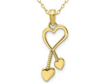 10K Yellow Gold Heart Tassle Charm Pendant Necklace with Chain