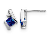 3/4 Carat (ctw) Lab-Created Blue Sapphire Earrings in Sterling Silver