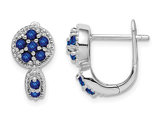 4/5 Carat (ctw) Natural Blue Sapphire Cluster Earrings in Sterling Silver