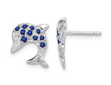 2/5 Carat (ctw) Natural Blue Sapphire Dolphin Charm Earrings in Sterling Silver