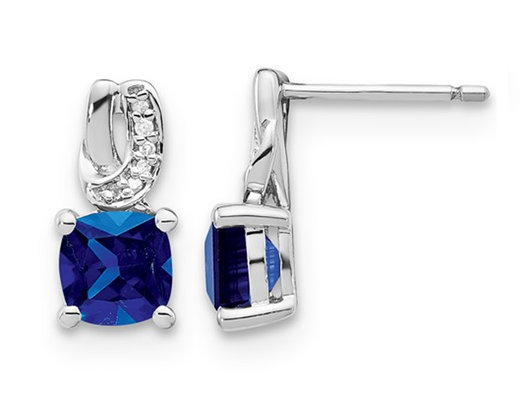 2.40 Carat (ctw) Lab Created Blue Sapphire Earrings in Sterling Silver