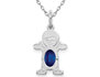 3/5 Carat (ctw) Natural Blue Sapphire Young Boy Charm Pendant Necklace in 14K White Gold with Chain