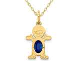 3/5 Carat (ctw) Natural Blue Sapphire Young Boy Charm Pendant Necklace in 14K Yellow Gold with Chain