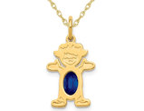 3/5 Carat (ctw) Natural Blue Sapphire Young Girl Charm Pendant Necklace in 14K Yellow Gold with Chain