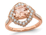 1.18 Carat (ctw) Morganite Halo Engagement Ring with Diamonds 7/10 Carat (ctw) in 14K Rose Pink Gold