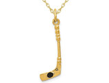 14K Yellow Gold Polished Hockey Stick Pendant Necklace with Chain