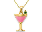 Cosmo Martini With Olive Charm Pendant Necklace in 14K Yelllow Gold with Chain