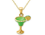 Salted Margarita Drink Charm Pendant Necklace in 14K Yellow Gold with Chain