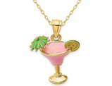 Margarita Drink Charm Pendant Necklace in 14K Yellow Gold with Chain