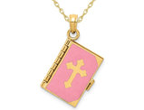 Lord's Prayer Bible Charm Pendant Necklace in 14K Yellow Gold with Chain