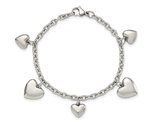 Stainless Steel Polished Hearts Bracelet 8 inches