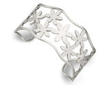 Stainless Steel Polished Flower Cuff Bangle Bracelet
