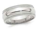 Men's Sterling Silver 8mm Double Milgrain Wedding Band Ring