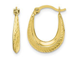 10K Yellow Gold Textured Hollow Hoop Earrings