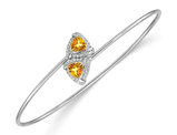 9/10 Carat (ctw) Citrine Flexible Bangle Bracelet in 14K White Gold with Diamonds