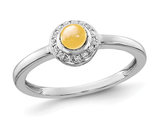 1/2 Carat (ctw) Citrine Halo Ring in 14K White Gold with Accent Diamonds
