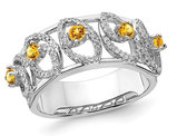 3/10 Carat (ctw) Citrine Ring in 14K White Gold with Diamonds 2/5 Carat (ctw)