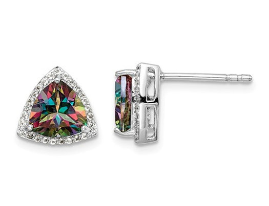 1.00 Carat (ctw) Trillion Mystic Fire Topaz Earrings in Sterling Silver