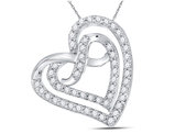 1/3 Carat (ctw I-J, I2) Diamonds Infinity Heart Pendant Necklace in Sterling Silver with Chain