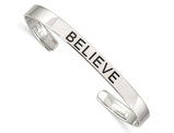 BELIEVE Bangle Cuff Bracelet in Antiqued Sterling Silver