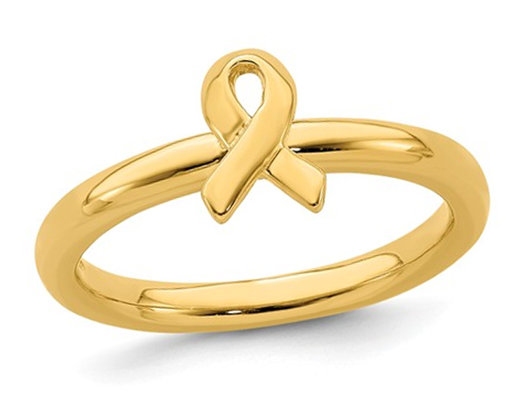 Yellow Plated Sterling Silver Awareness Ribbon Ring