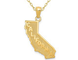 14K Yellow Gold California State Charm Pendant Necklace with Chain