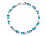 1.20 Carat (ctw) Emerald Cut Natural Blue Topaz Bracelet in Sterling Silver (7.25 Inches)