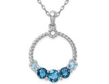 9/10 Carat (ctw) London Blue Topaz Circle Pendant Necklace in Sterling Silver with Chain