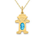 3/5 Carat (ctw) Blue Topaz Young Girl Charm Pendant Necklace in 14K Yellow Gold with Chain