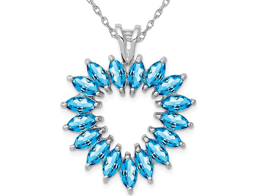 1.70 Carat (ctw) Swiss-Blue Topaz Heart Pendant Necklace in Sterling Silver