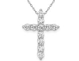 3/4 Carat (ctw) Diamond Cross Pendant Necklace in 14K White Gold with Chain