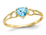 1/2 Carat (ctw) Natural Swiss Blue Topaz Heart Ring in 10K Yellow Gold (size 7)