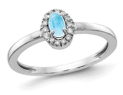 1/3 Carat (ctw) Cabochon Blue Topaz Ring in 14K White Gold